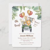 Wild One Tropical Jungle Safari Boy Baby Shower  招待状 (正面)
