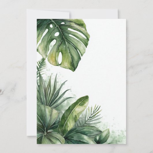 Wild One Tropical Safari Animals 1st Birthday 招待状 (裏面)