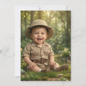 Wild One Watercolor Safari Lion First Birthday 招待状 (裏面)