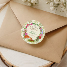 Wild One Whimsical Forest Floral Birthday ラウンドシール