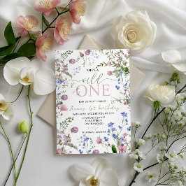 Wild One Wildflower 1歳の誕生日招待状 招待状