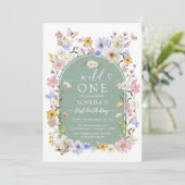 Wild One WIldflower 1st Birthday Invitation 招待状 (スタンド正面)