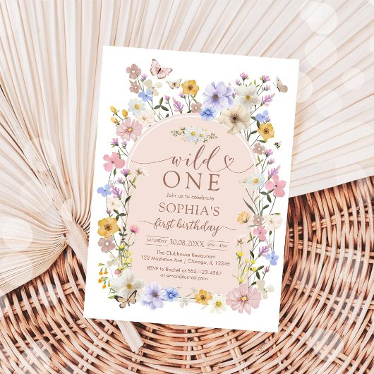 Wild One WIldflower 1st Birthday Invitation 招待状