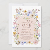 Wild One WIldflower 1st Birthday Invitation 招待状 (正面)