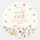 Wild One Wildflower Wild Flower 1st Birthday Party ラウンドシール (正面)