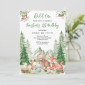 Wild One Woodland Animals 1st Birthday Invitation 招待状 (スタンド正面)