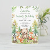 Wild One Woodland Animals 1st Birthday Invitation 招待状 (スタンド正面)