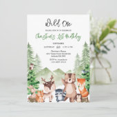 Wild One Woodland Animals 1st Birthday Invitation 招待状 (スタンド正面)