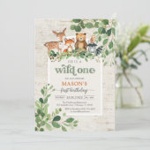WIld One Woodland Animals 1st Birthday Invitation 招待状 (スタンド正面)