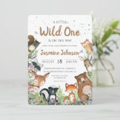 Wild One Woodland Creatures Baby Shower 招待状 (スタンド正面)