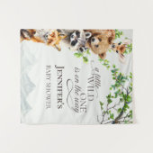 Wild One Woodland Wildlife Baby Shower Backdrop  タペストリー (正面(横))
