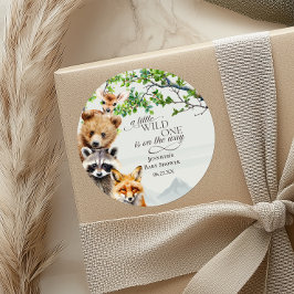 Wild One Woodland Wildlife Baby Shower Favor ラウンドシール
