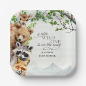 Wild One Woodland Wildlife Baby Shower Party Table ペーパープレート (正面)