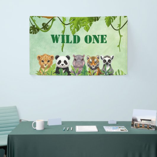 Wild One, Zoo Animal 1st Birthday Banner 横断幕 (トレードショー)