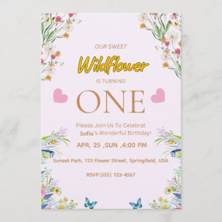 Wild & Onederful Floral Birthday Invitation 招待状
