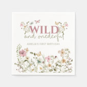 Wild & Onederful Wildflower 1st Birthday Party スタンダードカクテルナプキン (正面)