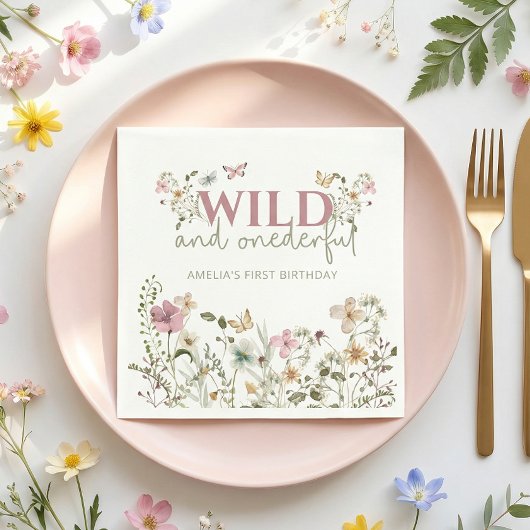 Wild & Onederful Wildflower 1st Birthday Party スタンダードカクテルナプキン