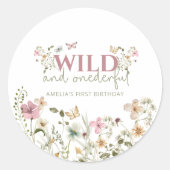 Wild & Onederful Wildflower 1st Birthday Party ラウンドシール (正面)