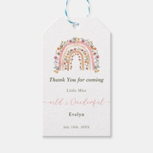 Wild & Onederful Wildflower Rainbow 1st Birthday ギフトタグ (正面)