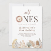 Wild Ones Twins Neutral葉 - Photo誕生日 招待状 (正面)