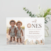 Wild Ones Twins Neutral葉 - Photo誕生日 招待状 (スタンド正面)