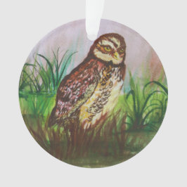 Wild Owl in nature watercolor art オーナメント