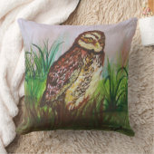 Wild Owl in nature watercolor art クッション (ブランケット)