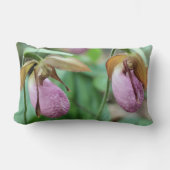 Wild Pink Lady Slipper Orchid Pair  ランバークッション (正面)