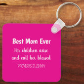 Wild Pink Rose Photo Best Mom Ever Mother's Day キーホルダー (裏面)