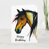 Wild Pony | Watercolor Horse Happy Birthday カード (正面)