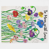 Wild Poppiesカラフルhappy名 フリースブランケット (正面(横))