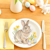 Wild Rabbit with Daffodils Easter  ペーパープレート