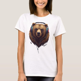 Wild Resonance – Abstract Bear with Headphones Tシャツ