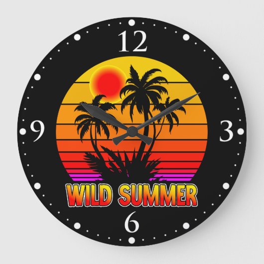 Wild Retro Summer Vibes-62827 ラージ壁時計 (正面)