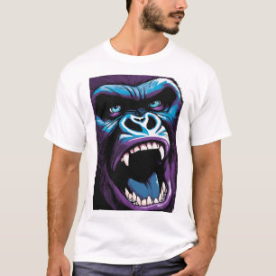 Wild Roar:ゴリラの口を開く Tシャツ