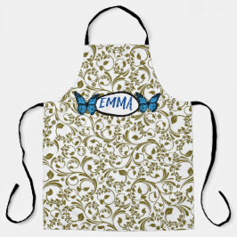 Wild Romantic Field Blue butterflies エプロン