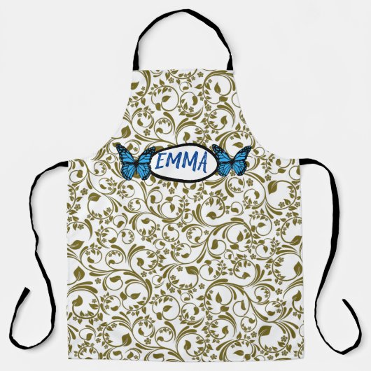 Wild Romantic Field Blue butterflies エプロン (正面)