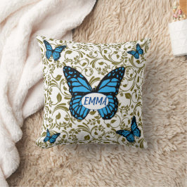Wild Romantic Field Blue butterflies クッション
