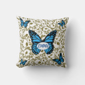 Wild Romantic Field Blue butterflies クッション (正面)