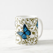 Wild Romantic Field Blue butterflies コーヒーマグカップ (正面右)