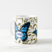 Wild Romantic Field Blue butterflies コーヒーマグカップ (正面左)