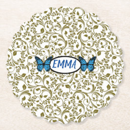 Wild Romantic Field Blue butterflies ペーパーコースター