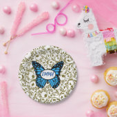 Wild Romantic Field Blue butterflies ペーパープレート (パーティー)