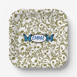 Wild Romantic Field Blue butterflies ペーパープレート