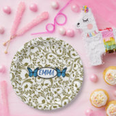 Wild Romantic Field Blue butterflies ペーパープレート (パーティー)