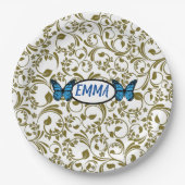 Wild Romantic Field Blue butterflies ペーパープレート (正面)