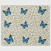 Wild Romantic Field Blue butterflies ラッピングペーパー (フラット)