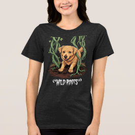 Wild Roots – Spooky Golden Retriever Garden Design トライブレンドＴシャツ
