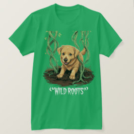 Wild Roots – Spooky Golden Retriever Garden Design Tシャツ