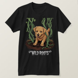 Wild Roots – Spooky Golden Retriever Garden Design Tシャツ
